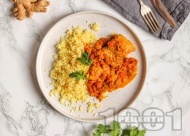 Рецепта Къри с пилешки бутчета и гарнитура от ориз Басмати с шафран